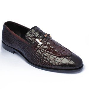 Crocodile Texture Pure Leather Loafers